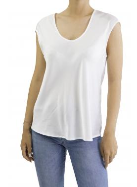 Blusa tinta unita con scollo a V